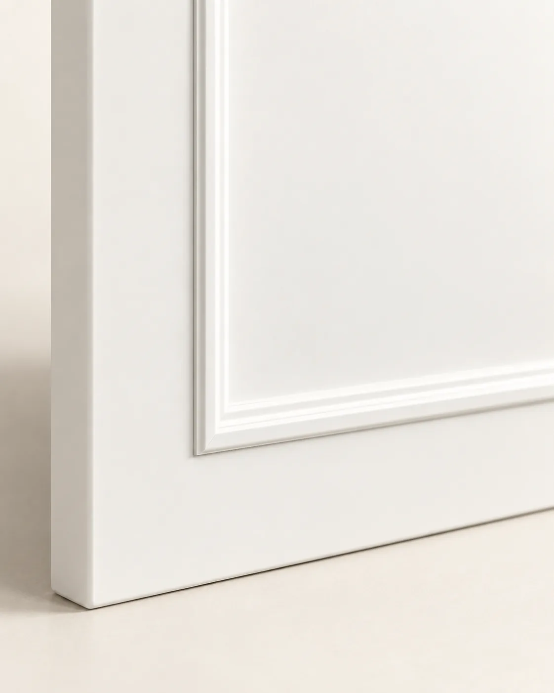 CD-149 Recessed panel cabinet front, profile, Snowflake White