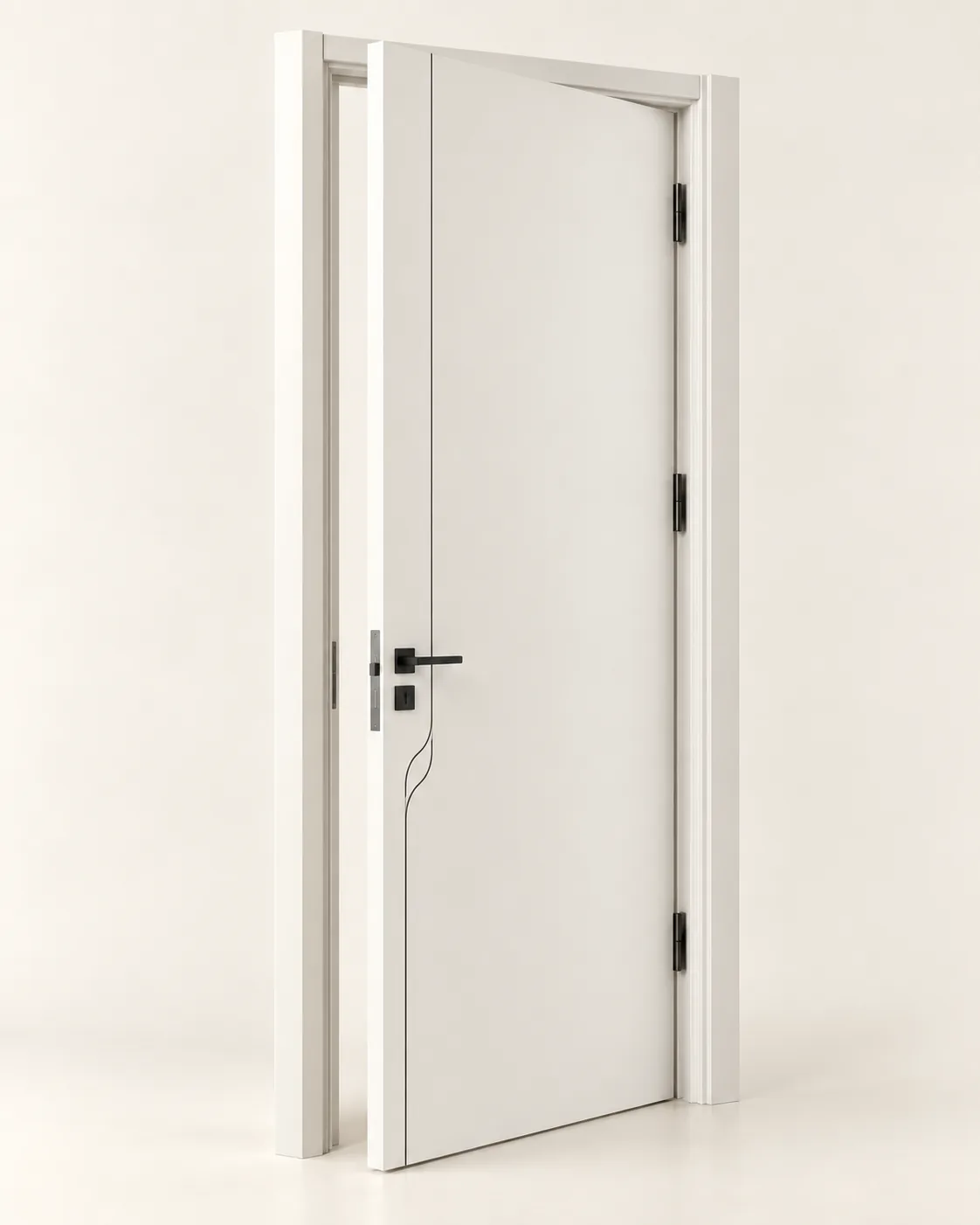 GH-1928 Curved inlay line interior door, prehung · 4-9/16" jamb, Snowflake White