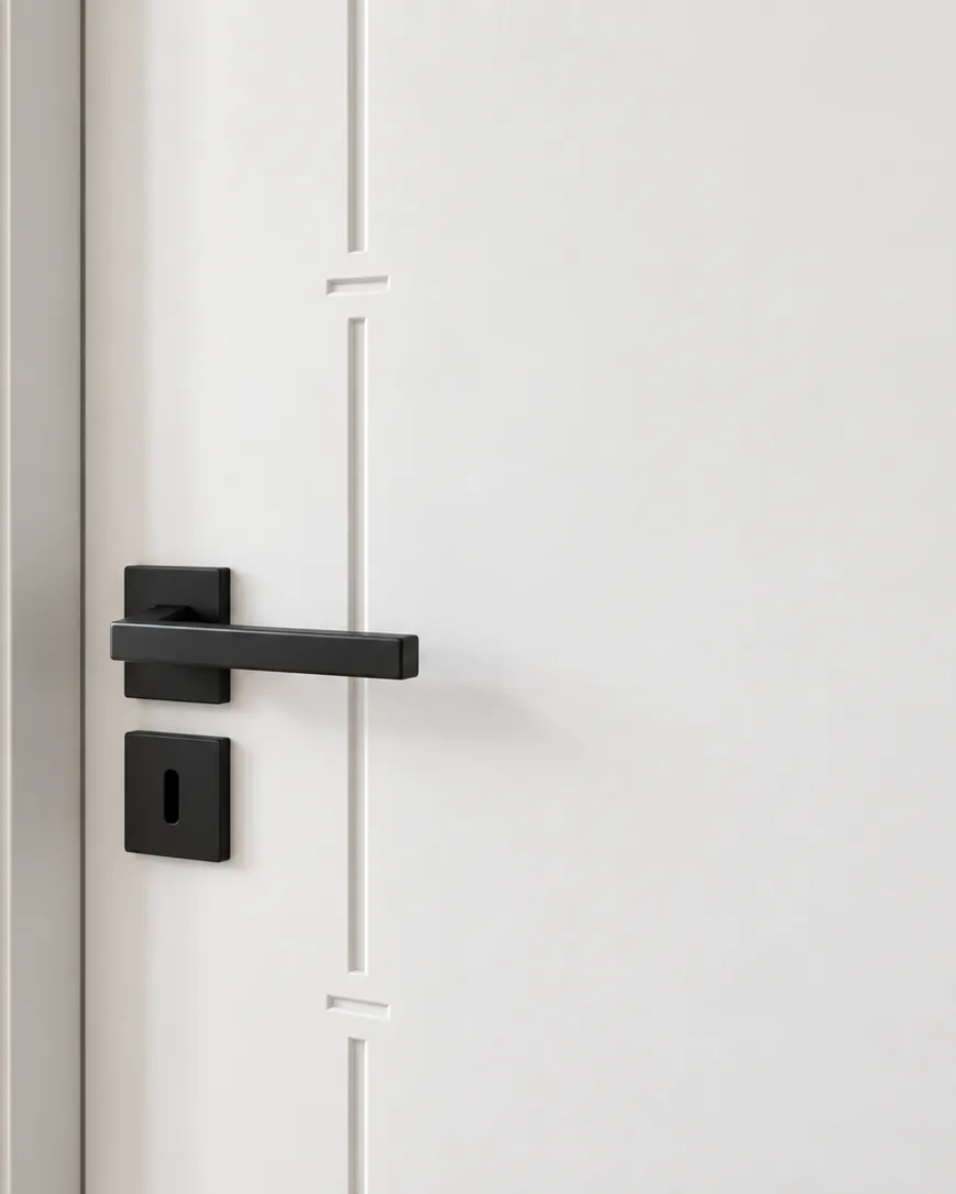 GH-1945 Vertical inlay line interior door, detail, Snowflake White