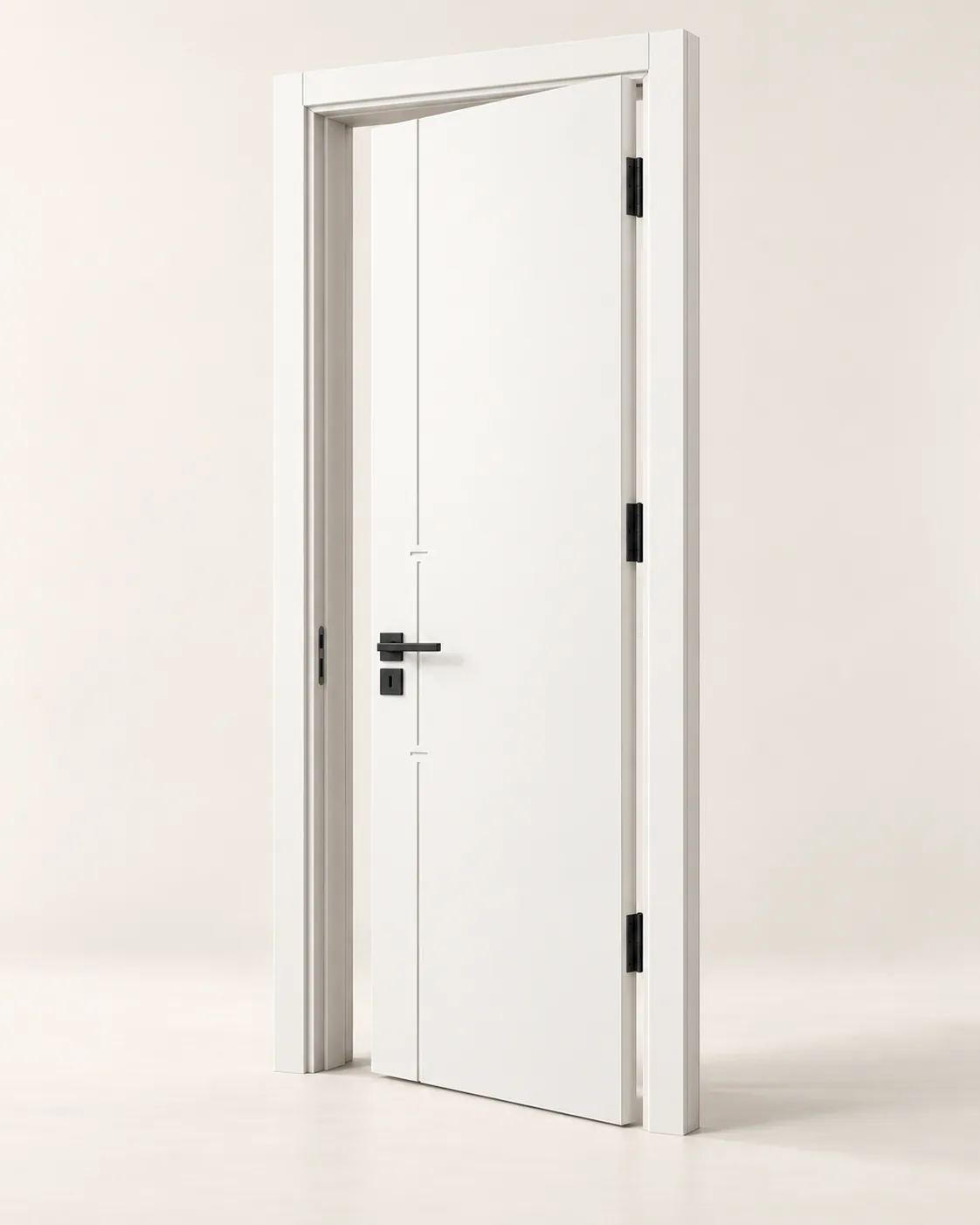 GH-1945 Vertical inlay line interior door, prehung · 4-9/16" jamb, Snowflake White