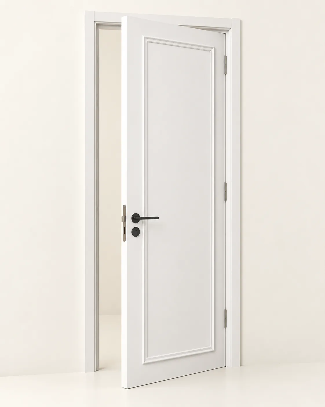 GH-1961 Single panel interior door, three-quarter · ajar, Snowflake White