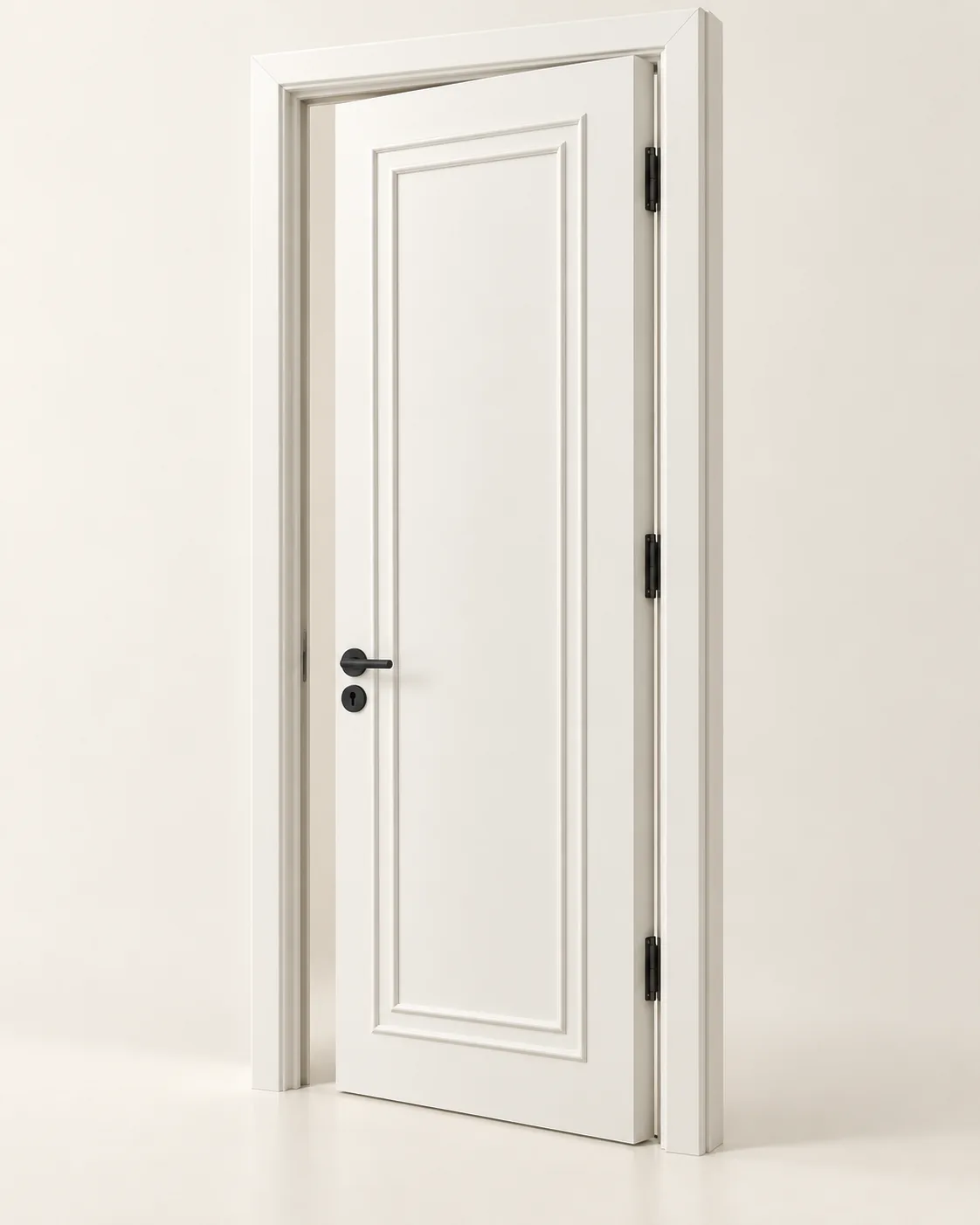 GH-1963 Moulded single panel interior door, prehung · 4-9/16" jamb, Snowflake White