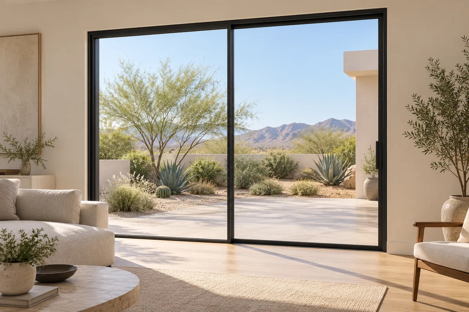 Series 175 Minimalist sliding door · 2 panels, living room, black frame