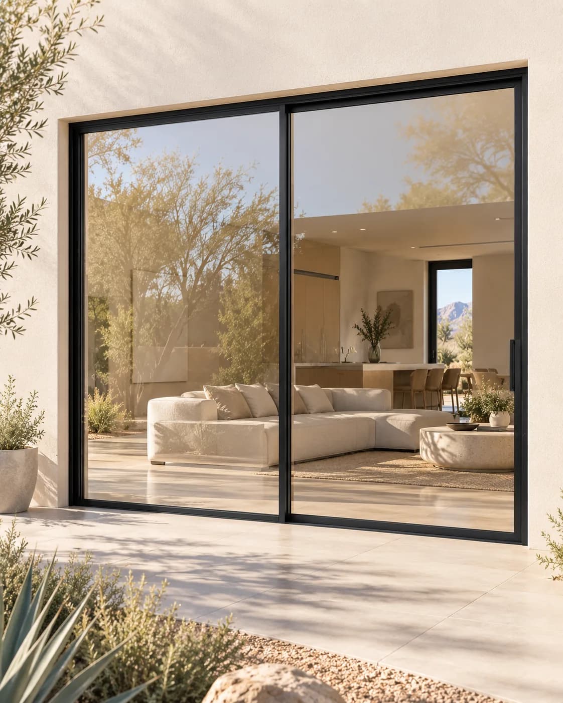 Series 175 Minimalist sliding door · 2 panels, exterior, black frame