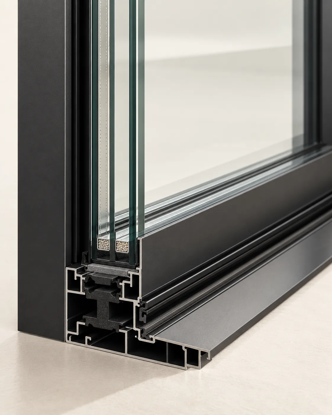 Series 175 Minimalist sliding door · 4 panels, thermal break, black frame