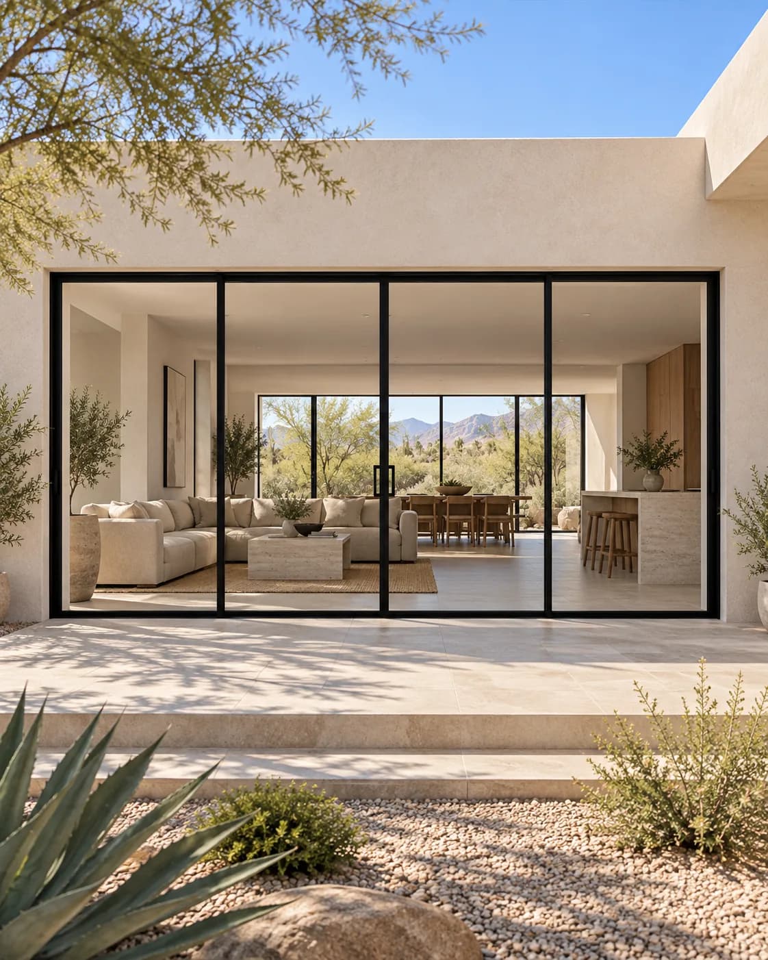 Series 175 Minimalist sliding door · 4 panels, exterior, black frame
