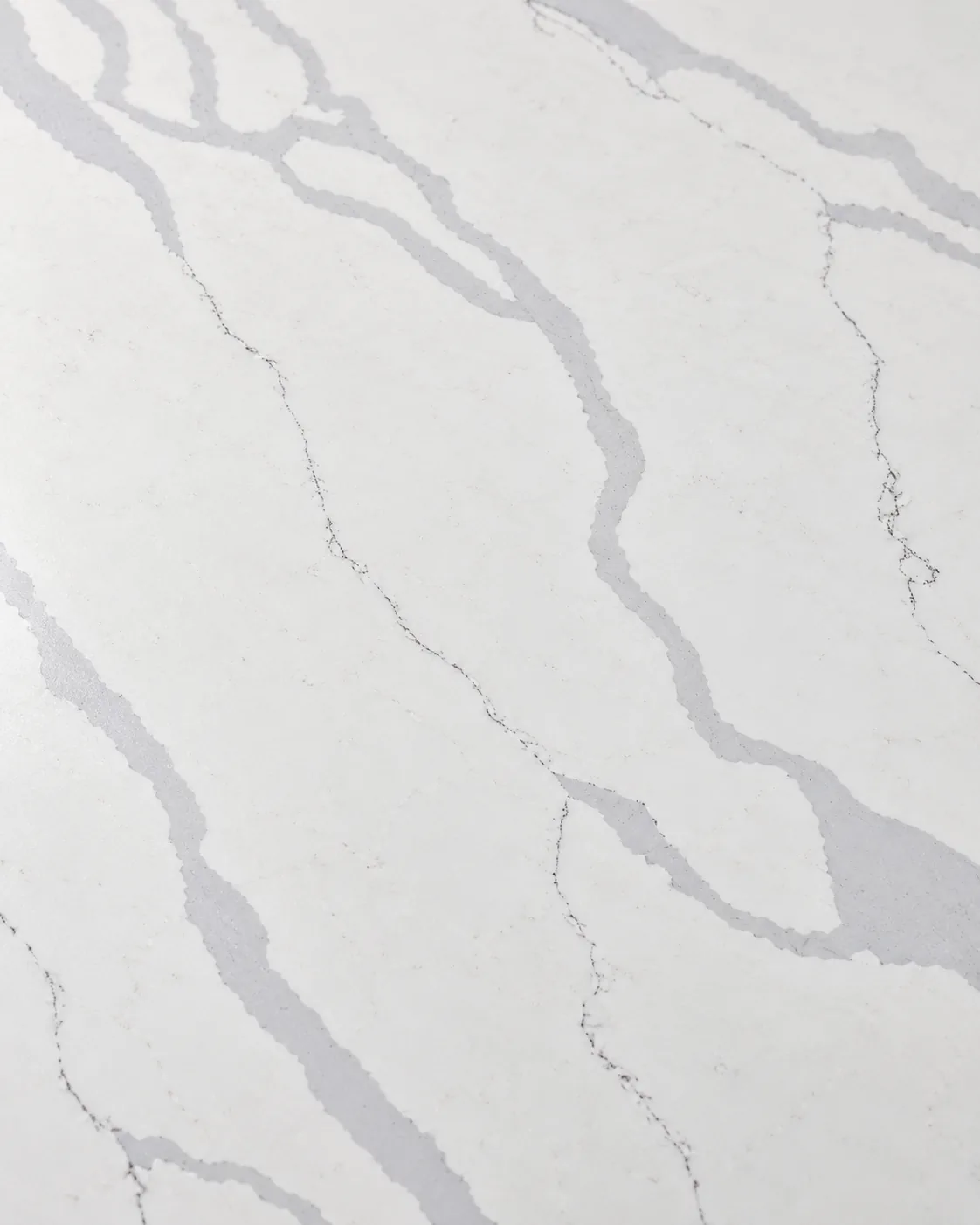 S514 Sophie White quartz slab, pattern · up close