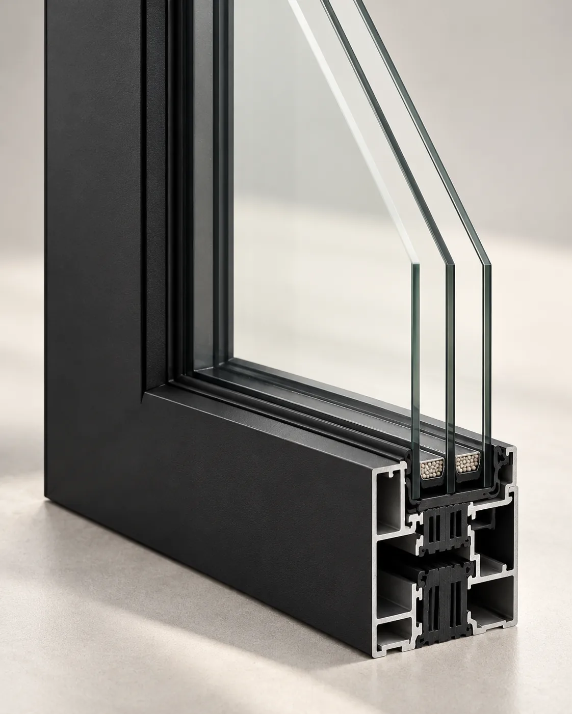 Series 83 Fixed window, thermal break, black frame