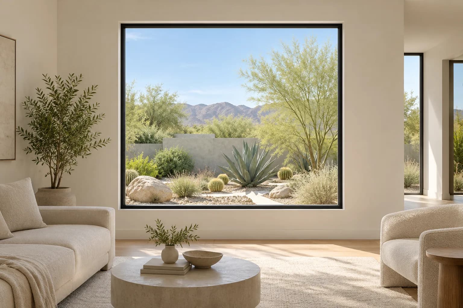 Series 83 Fixed window, living room, black frame