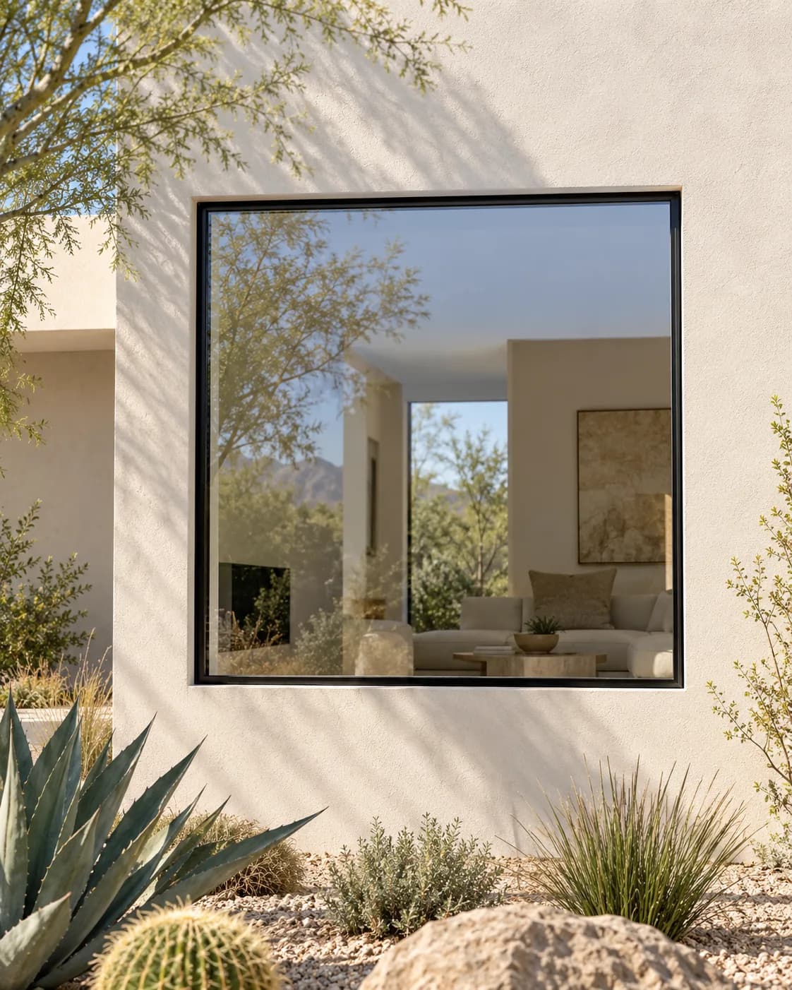 Series 83 Fixed window, exterior, black frame