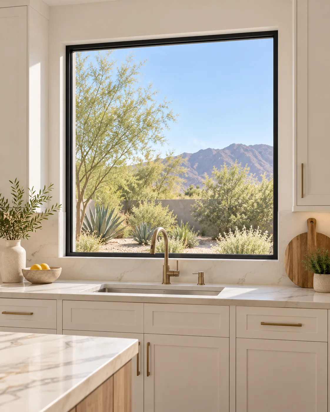 Series 83 Fixed window, kitchen · over the sink, black frame