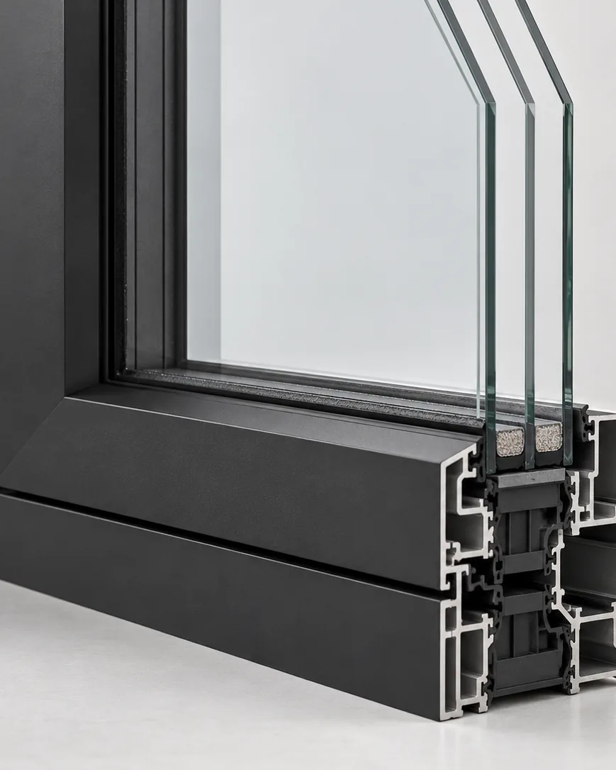 Series 86 Casement window, thermal break, black frame