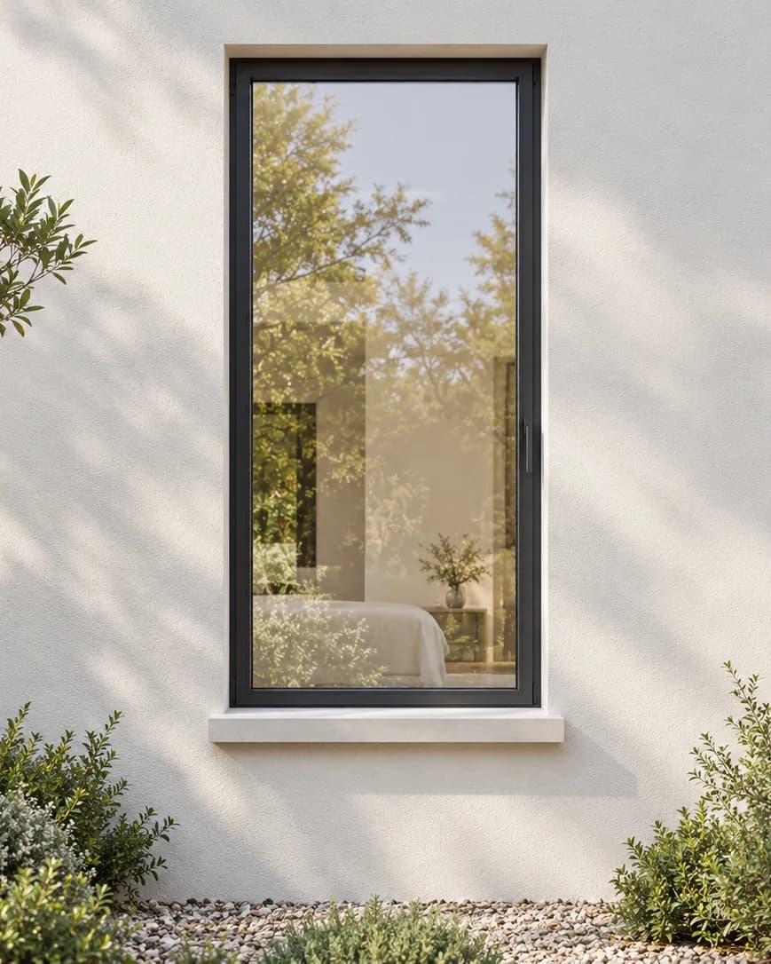 Series 86 Casement window, exterior, black frame