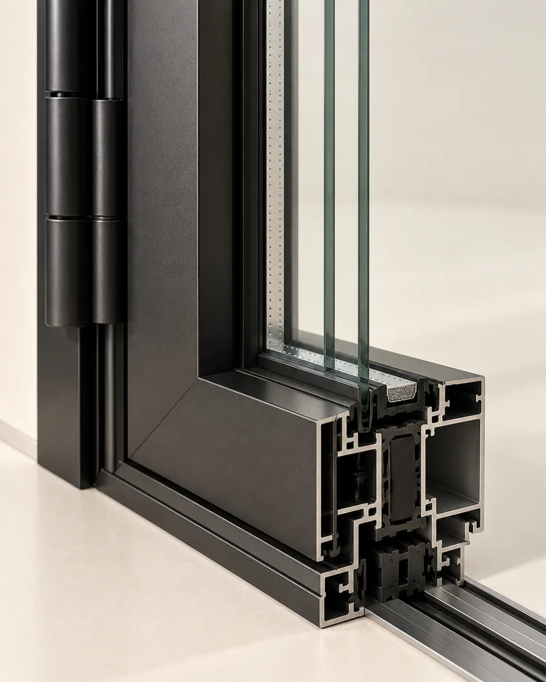 Series 95 Folding door · 4 panels, thermal break, black frame