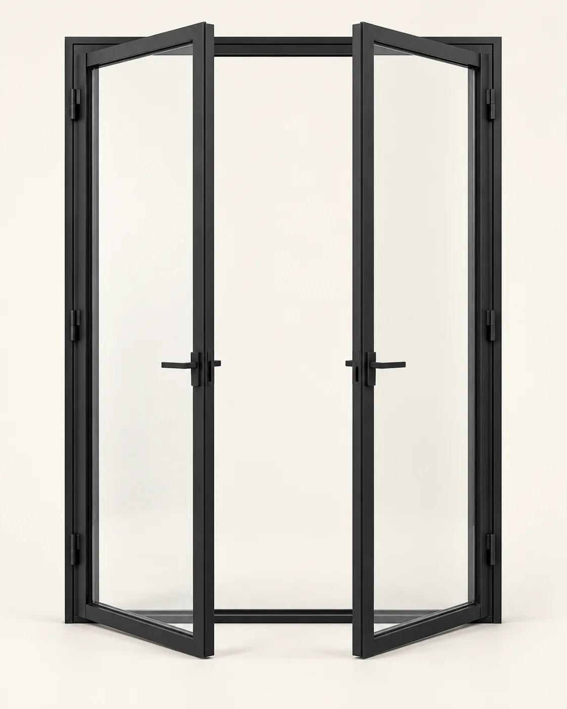 Series 98 Hinged door · double, open · three-quarter, black frame