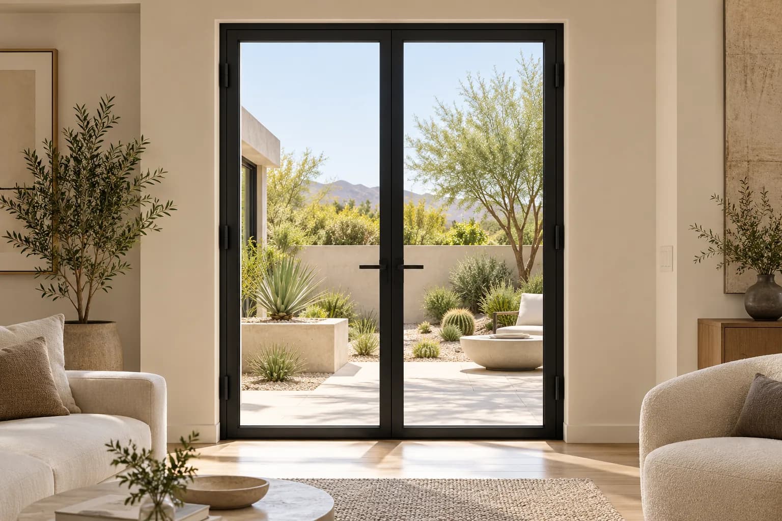 Series 98 Hinged door · double, living room, black frame