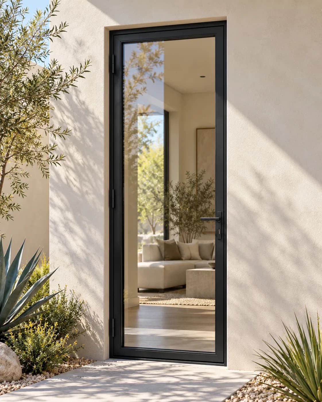 Series 98 Hinged door · single, exterior, black frame